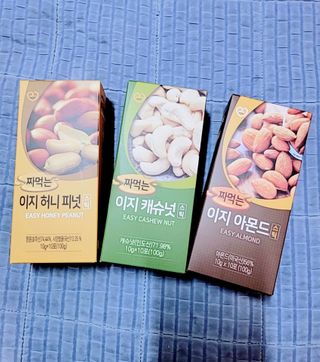 짜먹는 이지견과 짜먹는 이지아몬드, 짜먹는 이지허니피넛, 짜먹는 이지캐슈넛 각 10g X  10포 — 4.5점을 준 리뷰어가 2021년 2월 올린 사용 사진