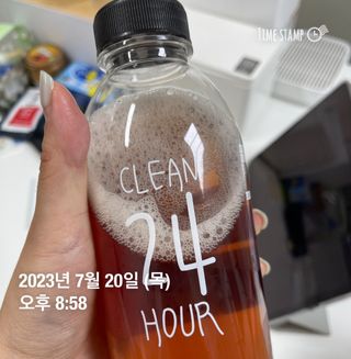 클린24시간 1BOX(5포) + 전용보틀(500ml) — 4.5점을 준 리뷰어가 2023년 7월 올린 사용 사진