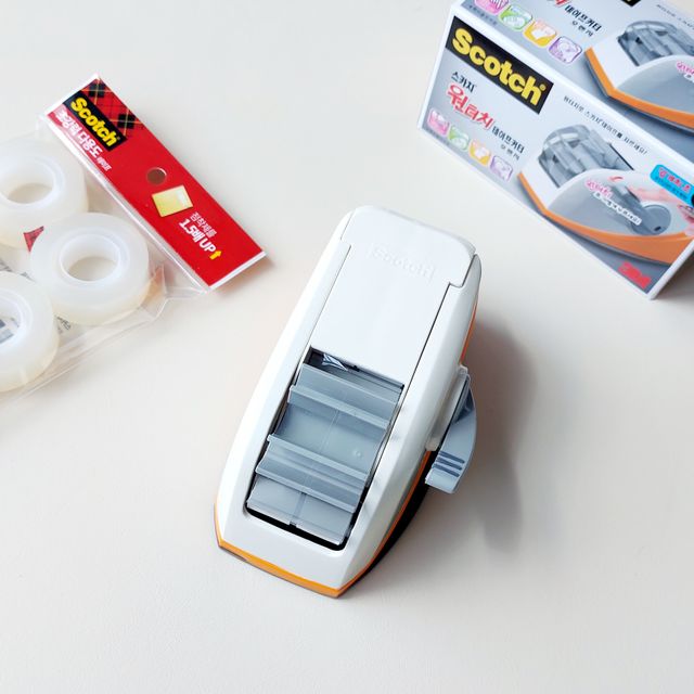 3M 스카치 원터치 테이프 디스펜서 커터기 오렌지/블랙 + 초강력 다용도 테이프 8매 리뷰 사진