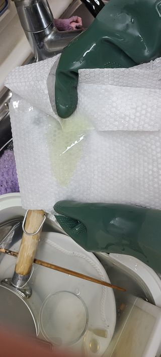 부직포나라 중금속유해물질ZERO 뜯어쓰는 주방 일회용수세미 60매 2매 — 5점을 준 리뷰어가 2022년 11월 올린 사용 사진