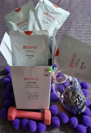 클린24시간 1BOX(5포) + 전용보틀(500ml) — 5점을 준 리뷰어가 2022년 8월 올린 사용 사진