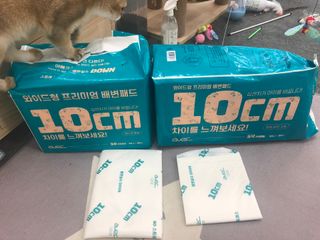 아베크 펫 와이드 프리미엄 대형 애견 강아지 배변 패드 30매 1팩 80g — 5점을 준 리뷰어가 2021년 7월 올린 사용 사진
