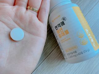서울약사신협_면역애 아연 츄어블 60정 — 5점을 준 리뷰어가 2021년 8월 올린 사용 사진