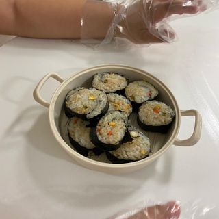 해풀잎 누구나 김밥*1ea [(혼합야채 35g *1ea,  김밥김 (5g, 5ea),  양념간장 (6g, 5ea), 참기름(5g, 2ea)] — 5점을 준 리뷰어가 2022년 7월 올린 사용 사진