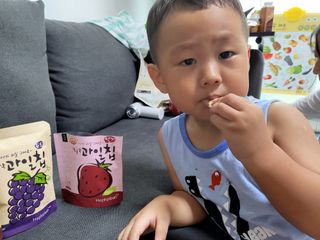 아비삭 과일칩 딸기, 감, 포도, 바나나 4종 — 5점을 준 리뷰어가 2021년 8월 올린 사용 사진