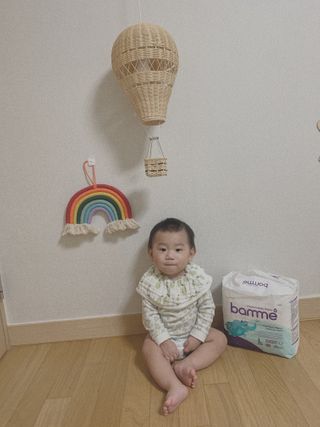 오브맘 밤 프리미엄 아기 기저귀 팬티형 밴드형 — 4.5점을 준 리뷰어가 2021년 1월 올린 사용 사진