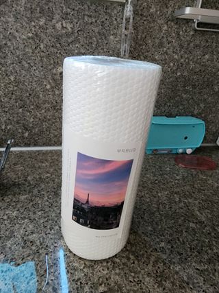 부직포나라 중금속유해물질ZERO 뜯어쓰는 주방 일회용수세미 60매 2매 — 5점을 준 리뷰어가 2022년 9월 올린 사용 사진