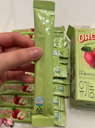 올바이오 [쿠팡 구매] 유기농 애플사이다비니거 애사비 스틱 15p, 300g, 1개 — 5점을 준 리뷰어가 2024년 12월 올린 사용 사진