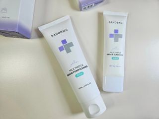 바노바기 코스메틱 바노바기 밀크씨슬 리페어 시카 폼 클렌저 플러스 120ml + 선스크린 플러스 50ml — 5점을 준 리뷰어가 2023년 8월 올린 사용 사진
