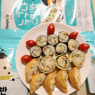 해풀잎 누구나 김밥*1ea [(혼합야채 35g *1ea,  김밥김 (5g, 5ea),  양념간장 (6g, 5ea), 참기름(5g, 2ea)] — 5점을 준 리뷰어가 2022년 5월 올린 사용 사진