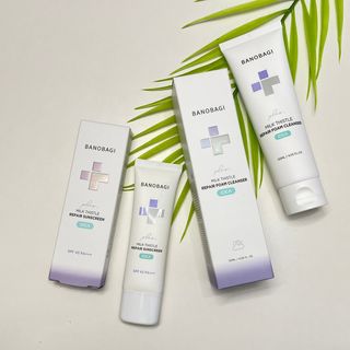 바노바기 코스메틱 바노바기 밀크씨슬 리페어 시카 폼 클렌저 플러스 120ml + 선스크린 플러스 50ml — 5점을 준 리뷰어가 2023년 8월 올린 사용 사진
