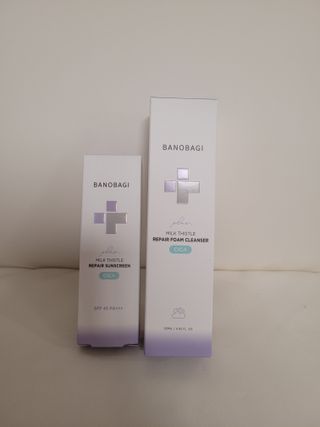 바노바기 코스메틱 바노바기 밀크씨슬 리페어 시카 폼 클렌저 플러스 120ml + 선스크린 플러스 50ml — 5점을 준 리뷰어가 2023년 8월 올린 사용 사진
