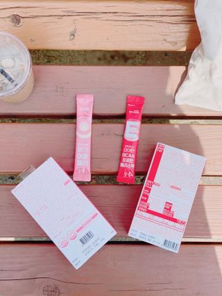 인디닥터 면역 생생 핑크 이뮨 젤리 + 타이탄 BCAA 프로틴 젤리스틱 — 5점을 준 리뷰어가 2022년 3월 올린 사용 사진