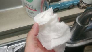 부직포나라 중금속유해물질ZERO 뜯어쓰는 주방 일회용수세미 60매 2매 — 4점을 준 리뷰어가 2022년 10월 올린 사용 사진
