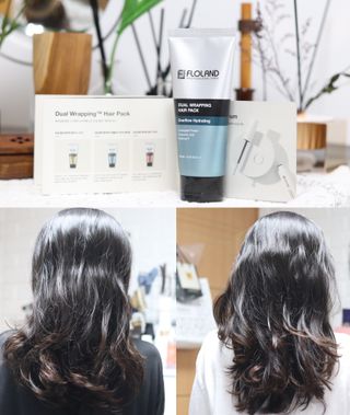 [플로랜드] 듀얼 랩핑 헤어팩 3종_120ml(손상모발/건조모발/염색모발) — 5점을 준 리뷰어가 2022년 6월 올린 사용 사진
