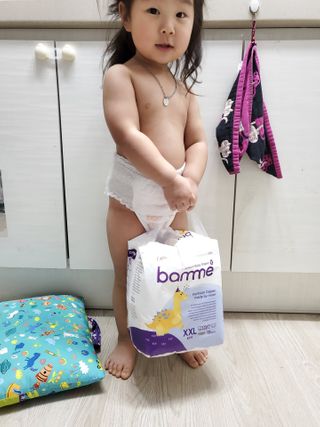 오브맘 밤 프리미엄 아기 기저귀 팬티형 밴드형 — 5점을 준 리뷰어가 2021년 1월 올린 사용 사진
