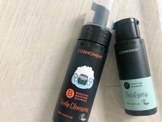 코스모먼트 부스티모 부스팅샴푸60ml + 비듬세정 진정샴푸50ml — 4.5점을 준 리뷰어가 2021년 11월 올린 사용 사진