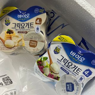 매일바이오 그릭요거트 오리지널 플레인 4개, 로스터리 커피믹스 4개 — 4점을 준 리뷰어가 2021년 12월 올린 사용 사진