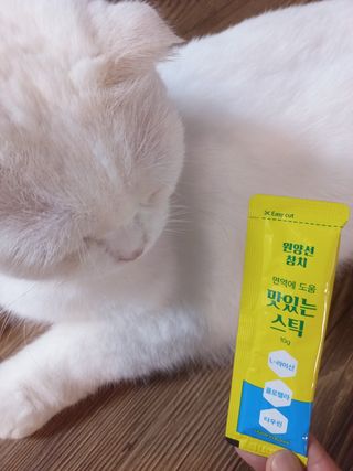 페페로니 맛있는 스틱 - 무항생제 닭고기 15개 + 원양선 참치 15개 — 5점을 준 리뷰어가 2021년 8월 올린 사용 사진