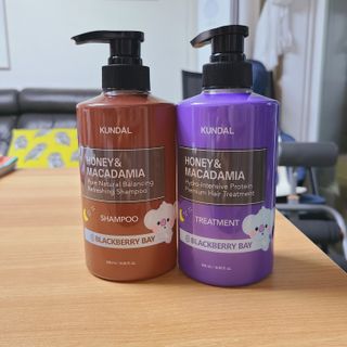 쿤달 [KUNDAL 공식] 프리미엄 헤어 케어 스페셜 세트 샴푸 500ml &amp; 트리트먼트 500ml — 5점을 준 리뷰어가 2021년 3월 올린 사용 사진