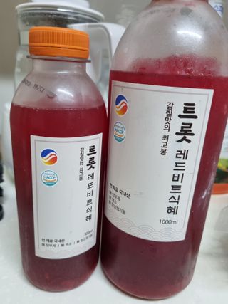 트롯전통식혜 트롯레드비트식혜 1리터 +500리터 — 5점을 준 리뷰어가 2021년 5월 올린 사용 사진