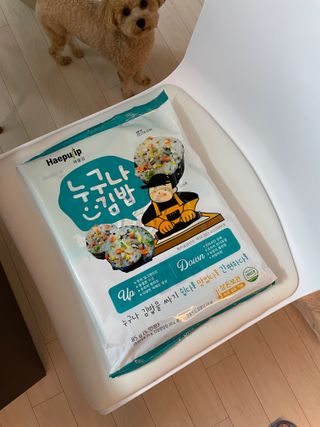 해풀잎 누구나 김밥*1ea [(혼합야채 35g *1ea,  김밥김 (5g, 5ea),  양념간장 (6g, 5ea), 참기름(5g, 2ea)] — 5점을 준 리뷰어가 2022년 7월 올린 사용 사진