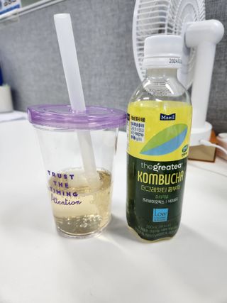 더그레잇티 콤부차 [매일유업] 더그레잇티 44kcal 콤부차 300ml *12개입 (오리지널 6개+베리리치 6개) — 4점을 준 리뷰어가 2023년 7월 올린 사용 사진