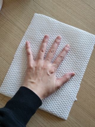부직포나라 중금속유해물질ZERO 뜯어쓰는 주방 일회용수세미 60매 2매 — 2점을 준 리뷰어가 2022년 10월 올린 사용 사진