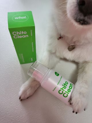 whol 키토클린 200ml - 항균항바이러스 강아지 눈 코 입 귀 세정탈취 고양이 턱드름제거 무향 워터리스 대용량 — 5점을 준 리뷰어가 2022년 10월 올린 사용 사진