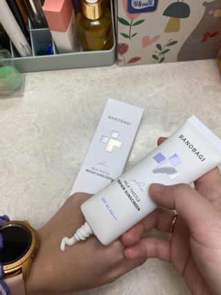 바노바기 코스메틱 바노바기 밀크씨슬 리페어 시카 선스크린 플러스 50ml — 4점을 준 리뷰어가 2023년 2월 올린 사용 사진