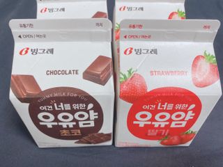 빙그레 우유얌 초코 / 우유얌 딸기 — 4점을 준 리뷰어가 2021년 4월 올린 사용 사진
