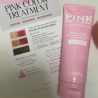 [유니프] 헤어 샤이니 핑크 컬러 트리트먼트240g — 5점을 준 리뷰어가 2023년 11월 올린 사용 사진