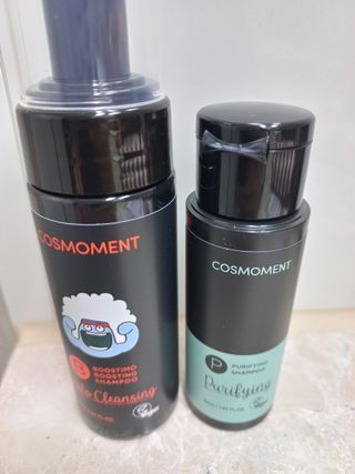 코스모먼트 부스티모 부스팅샴푸60ml + 비듬세정 진정샴푸50ml — 4점을 준 리뷰어가 2021년 11월 올린 사용 사진