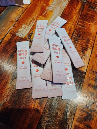 [음료수 대신 가능!]  빠르게 흡수되는 아임오 타먹는 콜라겐 1박스 — 5점을 준 리뷰어가 2023년 3월 올린 사용 사진