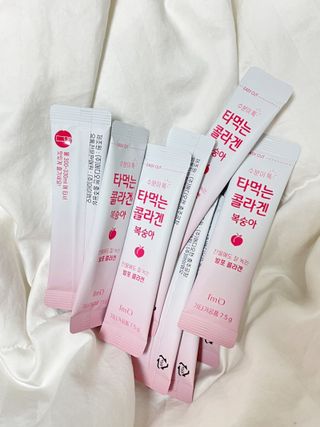 [음료수 대신 가능!]  빠르게 흡수되는 아임오 타먹는 콜라겐 1박스 — 4점을 준 리뷰어가 2023년 3월 올린 사용 사진