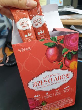 서울에프엔비 콜라스틴 3종 뷰티젤리스틱 45입 [ABC핏 15입 /  석류핏 15입 / 청스피루리나 15입] — 5점을 준 리뷰어가 2021년 8월 올린 사용 사진