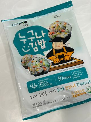 해풀잎 누구나 김밥*1ea [(혼합야채 35g *1ea,  김밥김 (5g, 5ea),  양념간장 (6g, 5ea), 참기름(5g, 2ea)] — 4.5점을 준 리뷰어가 2022년 7월 올린 사용 사진