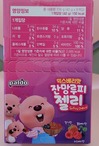 [팔도] 잔망루피젤리 믹스베리맛 42g 8개 — 5점을 준 리뷰어가 2022년 2월 올린 사용 사진