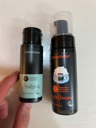 코스모먼트 부스티모 부스팅샴푸60ml + 비듬세정 진정샴푸50ml — 4.5점을 준 리뷰어가 2021년 11월 올린 사용 사진