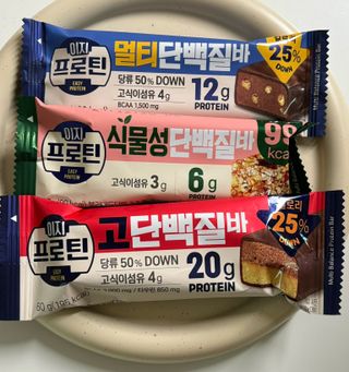 이지프로틴바 3종x각 2ea (고단백질바, 멀티단백질바, 식물성단백질바) — 5점을 준 리뷰어가 2024년 2월 올린 사용 사진