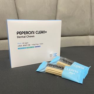 페페로니 2종 세트 클린플러스 덴탈껌 치킨+덕 — 5점을 준 리뷰어가 2021년 8월 올린 사용 사진