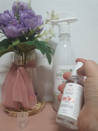 [엠메이데이] 그린티 피톤치드 감쪽같이 500ml + 손소독액 50ml — 5점을 준 리뷰어가 2022년 2월 올린 사용 사진
