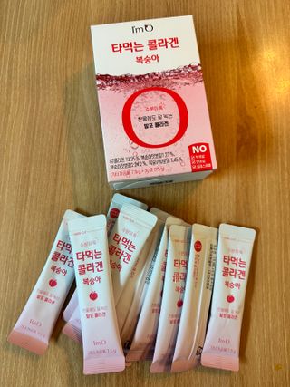 [음료수 대신 가능!]  빠르게 흡수되는 아임오 타먹는 콜라겐 1박스 — 4.5점을 준 리뷰어가 2023년 3월 올린 사용 사진