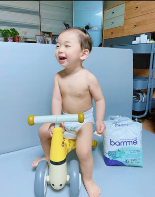 오브맘 밤 프리미엄 아기 기저귀 팬티형 밴드형 — 4점을 준 리뷰어가 2021년 1월 올린 사용 사진
