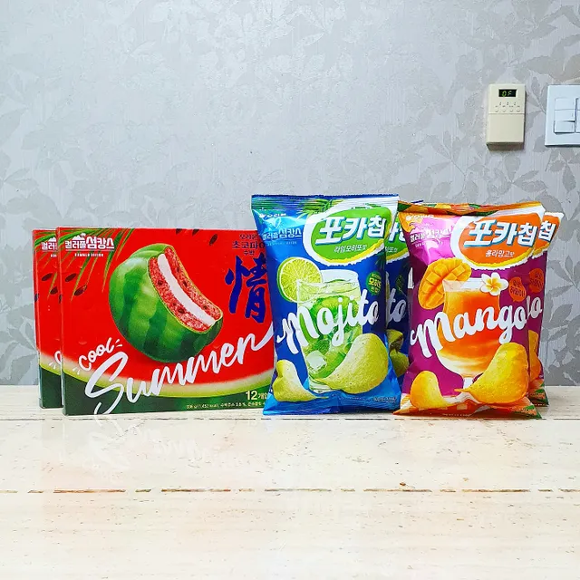 초코파이 수박 / 포카칩 훌라망고맛 / 포카칩 라임모히또맛 리뷰 사진