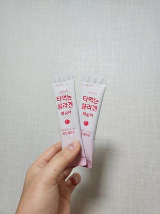 [음료수 대신 가능!]  빠르게 흡수되는 아임오 타먹는 콜라겐 1박스 — 5점을 준 리뷰어가 2023년 3월 올린 사용 사진