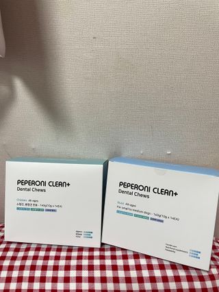 페페로니 2종 세트 클린플러스 덴탈껌 치킨+덕 — 5점을 준 리뷰어가 2021년 8월 올린 사용 사진
