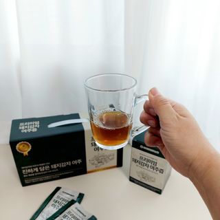 참앤들황토농원 국내산 돼지감자와 여주를 진하게 담은, 프리미엄 돼지감자 여주즙 80ml X 30포 1박스 — 5점을 준 리뷰어가 2023년 2월 올린 사용 사진