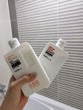 트리플에스 탈모 샴푸 275ml + 실크 트리트먼트 275ml — 4점을 준 리뷰어가 2021년 4월 올린 사용 사진
