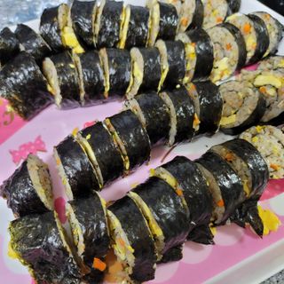 해풀잎 누구나 김밥*1ea [(혼합야채 35g *1ea,  김밥김 (5g, 5ea),  양념간장 (6g, 5ea), 참기름(5g, 2ea)] — 5점을 준 리뷰어가 2022년 7월 올린 사용 사진